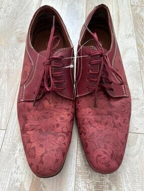 Franco Aldo maroon suede‎ sz 7.5 lace up dress shoes